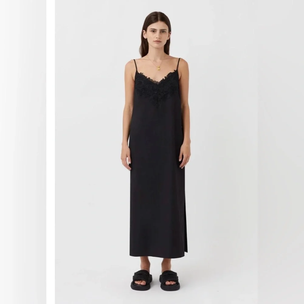 NWOT - Camilla & Marc Black Lace Detail Sable Midi Dress - Picture 2 of 7